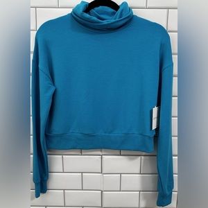 NWT Beyond Yoga Cropped Pullover Turtleneck Blue Women’s Extra Small XS